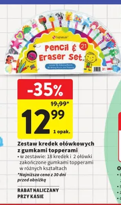 Zestaw kredek ołówkowych z gumkami topperami Signature promocja w Intermarche