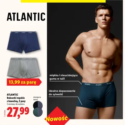 Bokserki męskie z bawełną 2-pak Atlantic promocja w Lidl