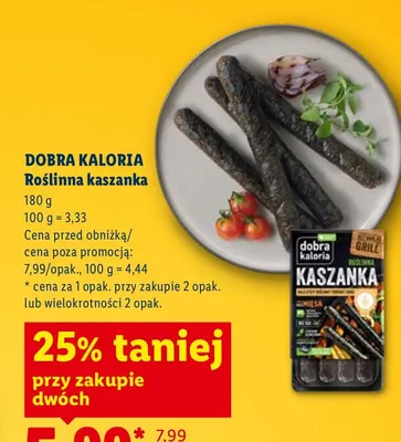 Roślinna kaszanka Dobra Kaloria promocja w Lidl