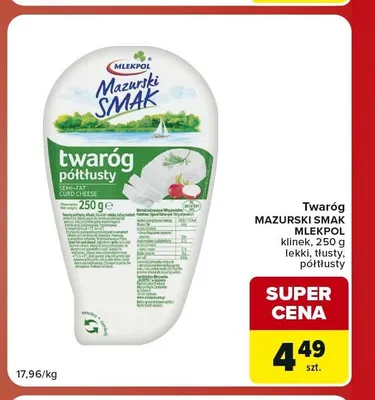 Twaróg półtłusty Mazurski Smak Mlekpol promocja w Carrefour Market