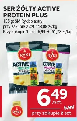 Ser żółty Active Protein Plus SM Ryki w plastrach promocja w Stokrotka