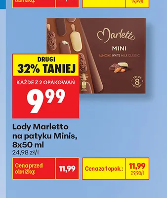 Lody Marletto na patyku Minis 8-pak promocja w Biedronka