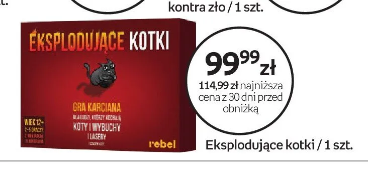 Gra karciana Eksplodujące kotki promocja w Empik