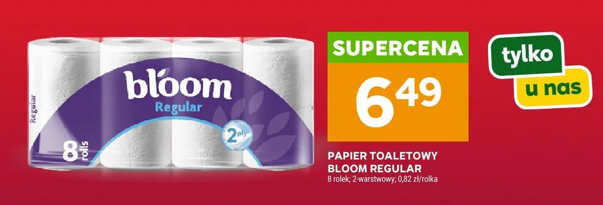 Papier toaletowy Bloom Regular 2-warstwowy 8-pak promocja w Stokrotka