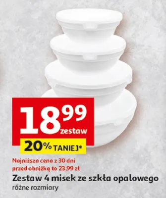 Zestaw 4 misek ze szkła opalowego promocja w Auchan