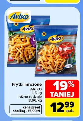 Frytki mrożone Aviko promocja w Carrefour