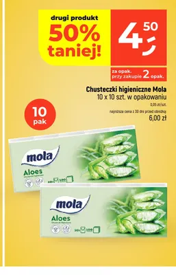 Chusteczki higieniczne Mola Aloes 10-pak promocja w Dealz