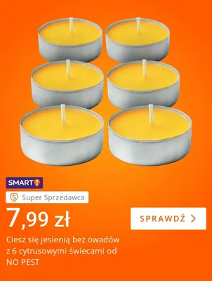 Świece cytrusowe przeciw owadom NO PEST 6-pak promocja w Allegro
