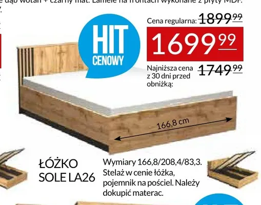 Łóżko Sole LA26 promocja w Abra Meble