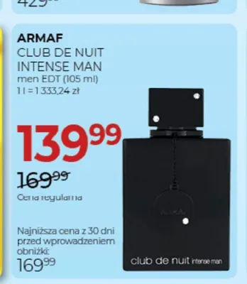 Woda toaletowa męska Armaf Club de Nuit Intense Man promocja w Drogerie Jawa