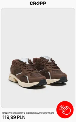 Brązowe sneakersy z siateczkowymi wstawkami Cropp promocja w Cropp