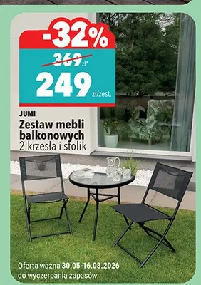 Zestaw mebli balkonowych JUMI 2 krzesła i stolik promocja w Biedronka