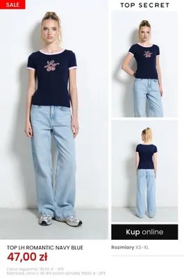 Top damski Top Secret LH Romantic Navy Blue promocja w Top Secret