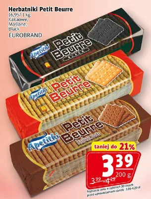 Herbatniki Petit Beurre, kakaowe, maślane, Black promocja w Prim Market
