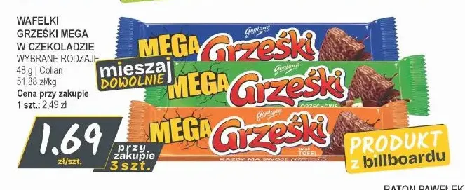 Wafelki Grześki Mega w czekoladzie promocja w Słoneczko