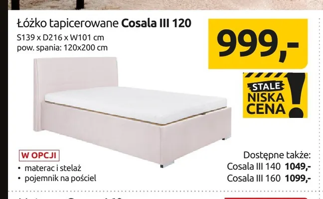 Łóżko tapicerowane Cosala III 140 promocja w Black Red White