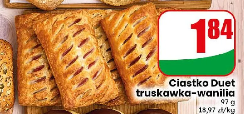 Ciastko Duet truskawka-wanilia promocja w Dino