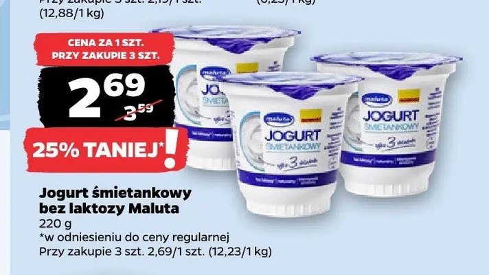 Jogurt śmietankowy bez laktozy Maluta promocja w Netto