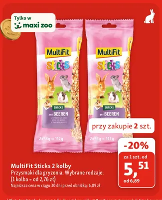Przysmaki dla gryzonia MultiFit Sticks 2 kolby promocja w MAXI ZOO