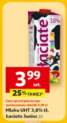 Mleko UHT 3,8% tł. Łaciate Junior promocja w Auchan