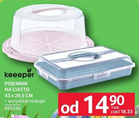 Pojemnik na ciasto Keeeper 43 x 29,5 cm promocja w Selgros
