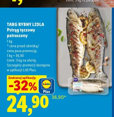 Pstrąg tęczowy patroszony Targ Rybny Lidla promocja w Lidl