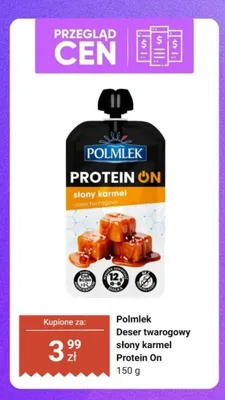 Deser twarogowy słony karmel Polmlek Protein On promocja w Dino