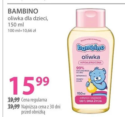 Oliwka dla dzieci BAMBINO oliwka promocja w Hebe