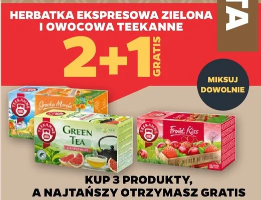 Herbatka ekspresowa zielona i owocowa teekanne promocja w Netto