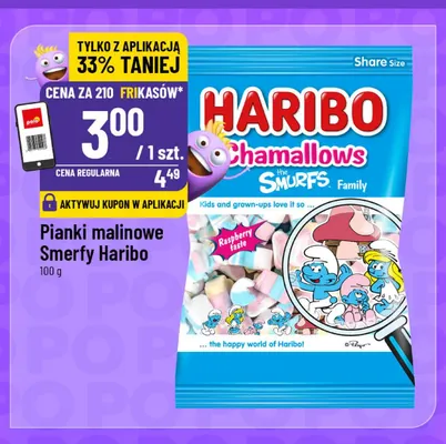 Pianki malinowe Smerfy Haribo promocja w POLOmarket