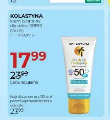 Krem ochronny dla dzieci Kolastyna SPF50 promocja w Drogerie Jawa