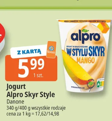 Jogurt Alpro Skyr Style mango promocja w Leclerc