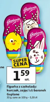 Figurka z czekolady: kurczak, zając lub baranek promocja w Auchan