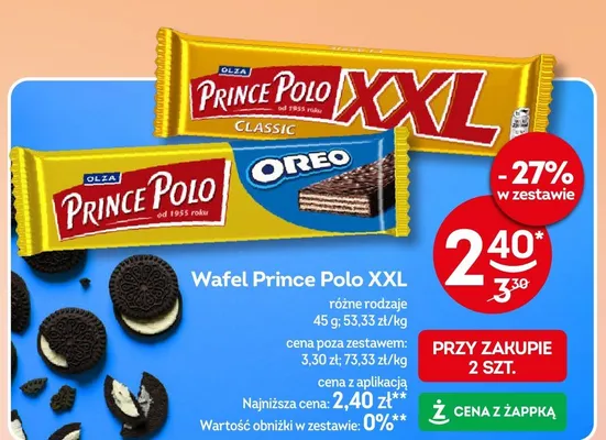 Wafel Prince Polo XXL Oreo Olza promocja w Żabka