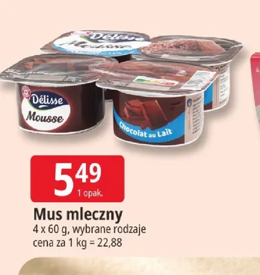 Mus mleczny Délisse promocja w Leclerc