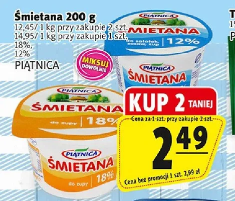 Śmietana 18% promocja w Prim Market