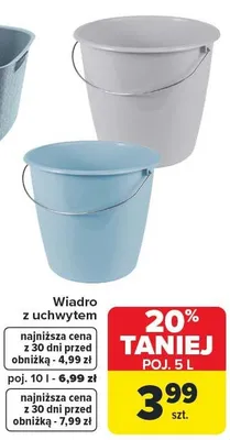 Wiadro z uchwytem poj. 5 l poj. 10 l - 6,99 zł promocja w Carrefour
