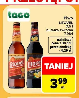 Piwo Litovel Černý Citron promocja w Carrefour Market
