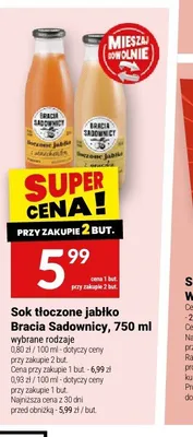 Sok tłoczone jabłko Bracia Sadownicy promocja w Twój Market