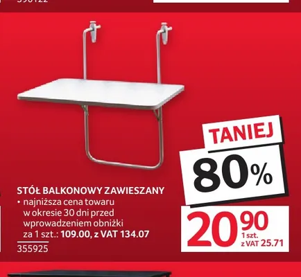 Stół balkonowy zawieszany promocja w Selgros