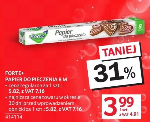 Forte+ papier do pieczenia 8 m promocja w Selgros