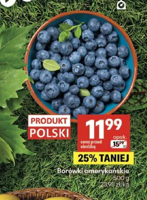 Borówki amerykańskie polskie promocja w Delikatesy Centrum