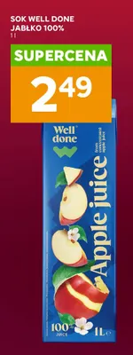Sok Well Done jabłko 100% promocja w Stokrotka