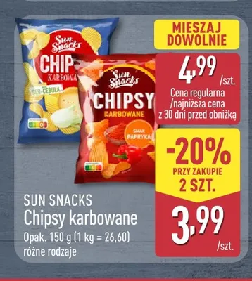 Chipsy karbowane o smaku papryki Sun Snacks promocja w Aldi