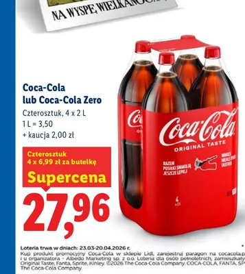 Napój Coca-Cola Zero 4x2 l promocja w Lidl