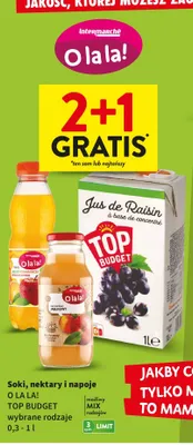 Napój Jabłko Pomarańcza Brzoskwinia O la la! promocja w Intermarche