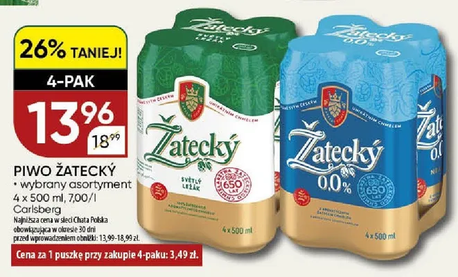Piwo Żatecký 4-pak promocja w Chata Polska