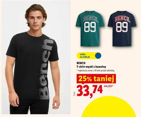 T-shirt męski z bawełny Bench promocja w Lidl