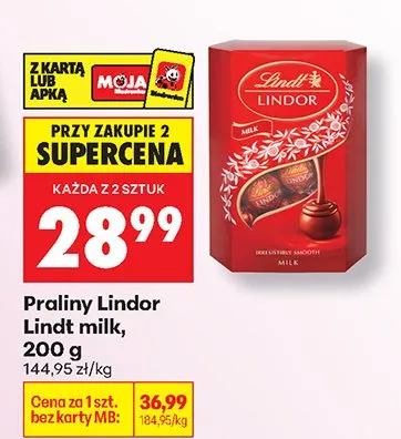 Praliny Lindor milk promocja w Biedronka