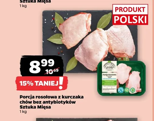 Porcja rosołowa z kurczaka chów bez antybiotyków Sztuka Mięsa promocja w Netto